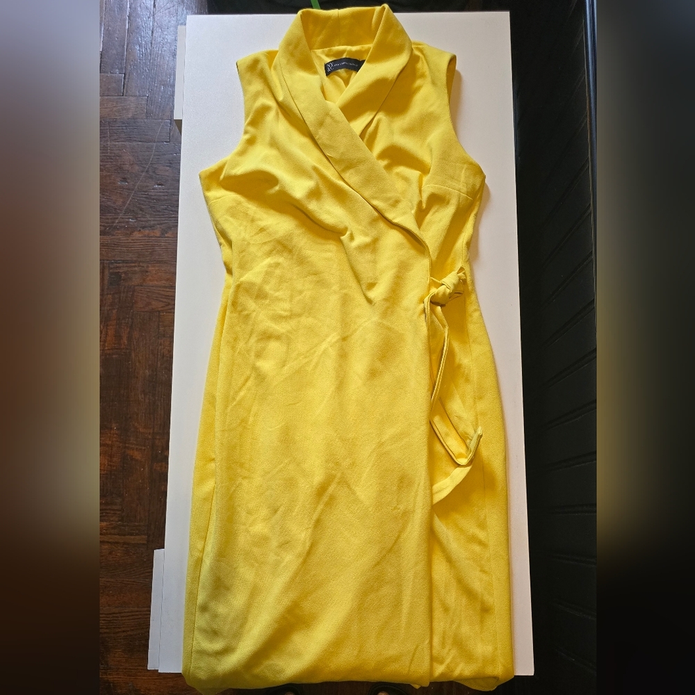 Yellow Sleeveless Wrap Dress